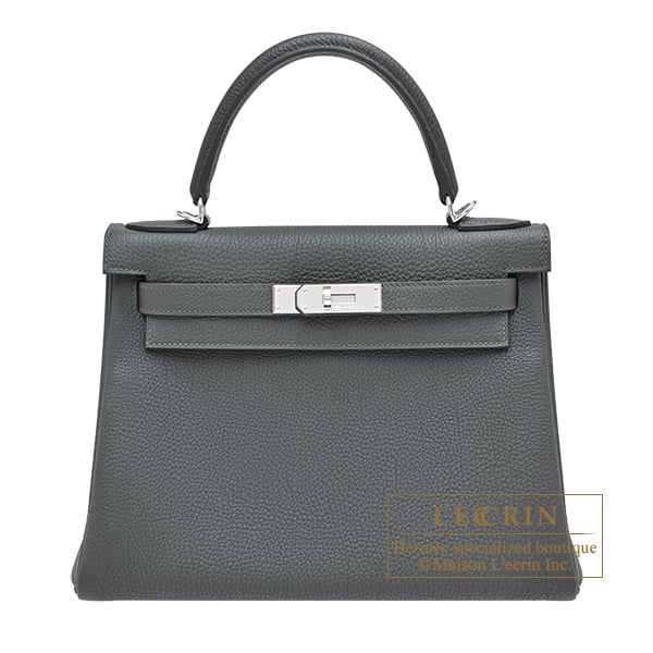 Hermes Kelly bag 28 Retourne Vert mangrove Togo leather Silver hardware