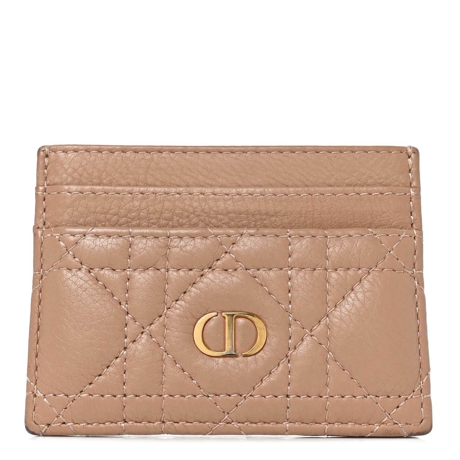 Christian Dior Supple Calfskin Cannage Caro Freesia Card Holder Rose De Vents