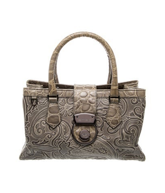 Etro Embossed Leather Top Handle Bag