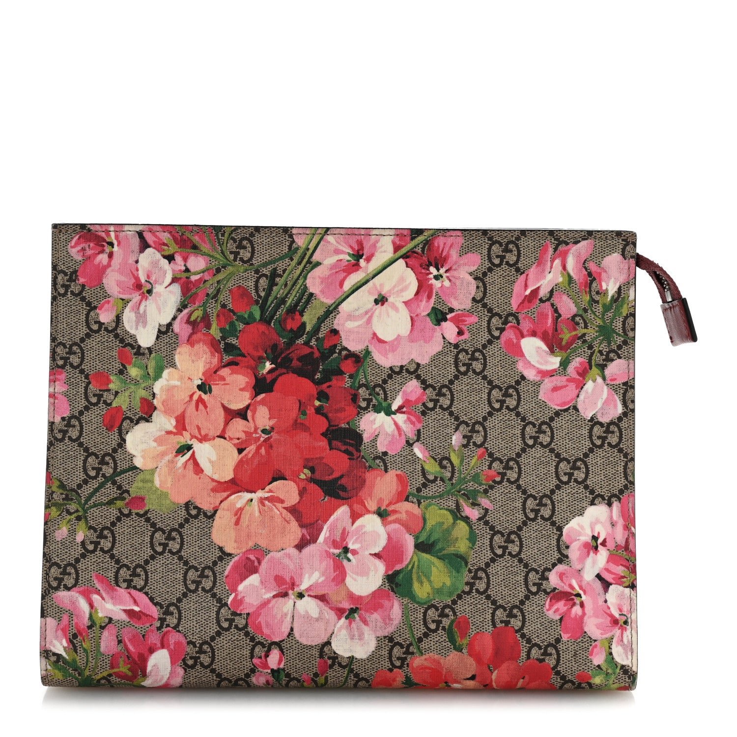 GG Supreme Monogram Blooms Large Cosmetic Case Beige Multicolor Dry Rose