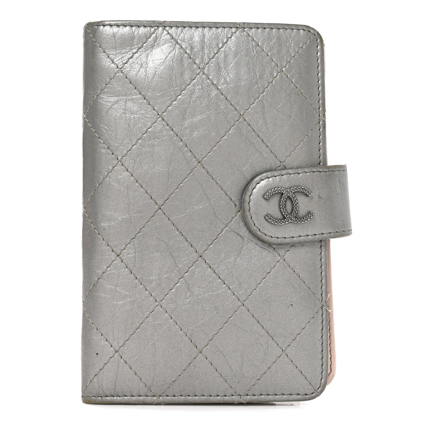 Chanel Metallic Aged Calfskin Quilted Palette Flap Wallet Silver