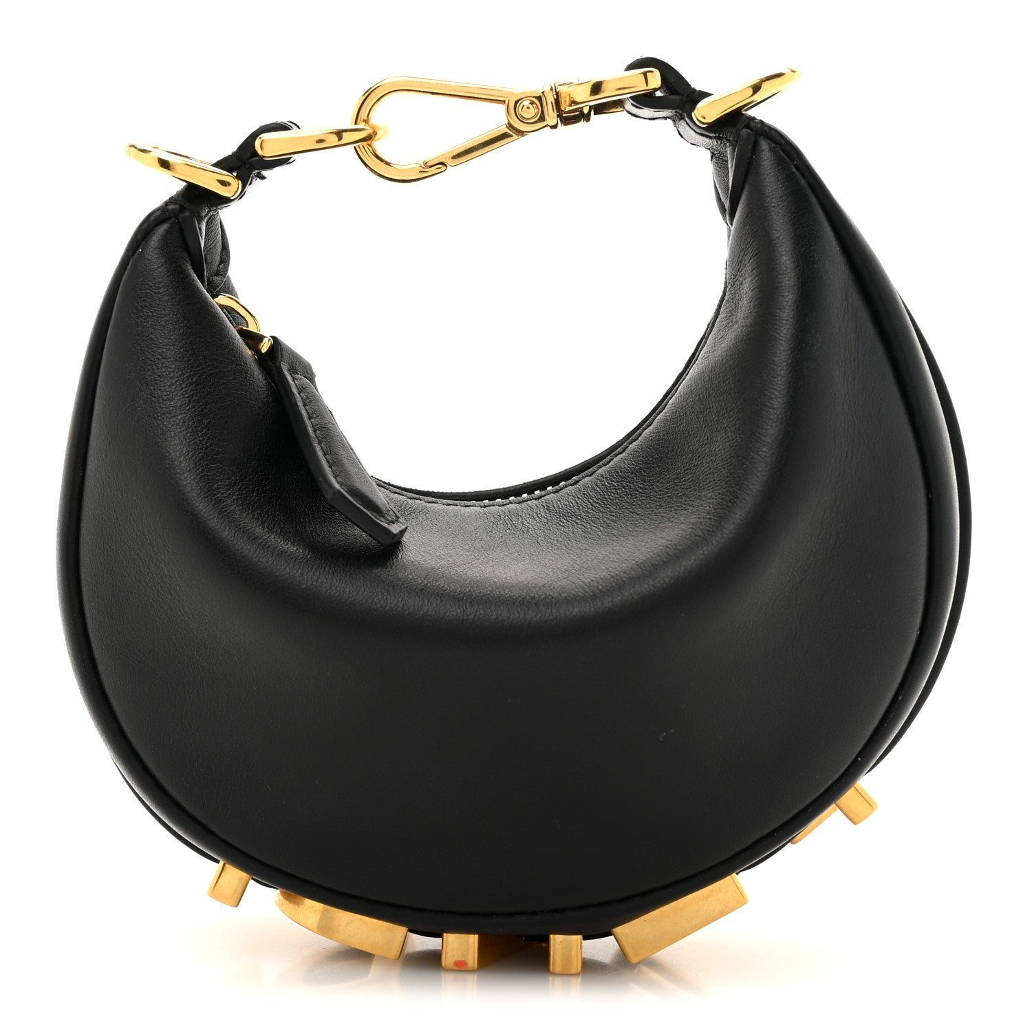 Fendi Vitello Grace Matte Nano Fendigraphy Hobo Charm Black