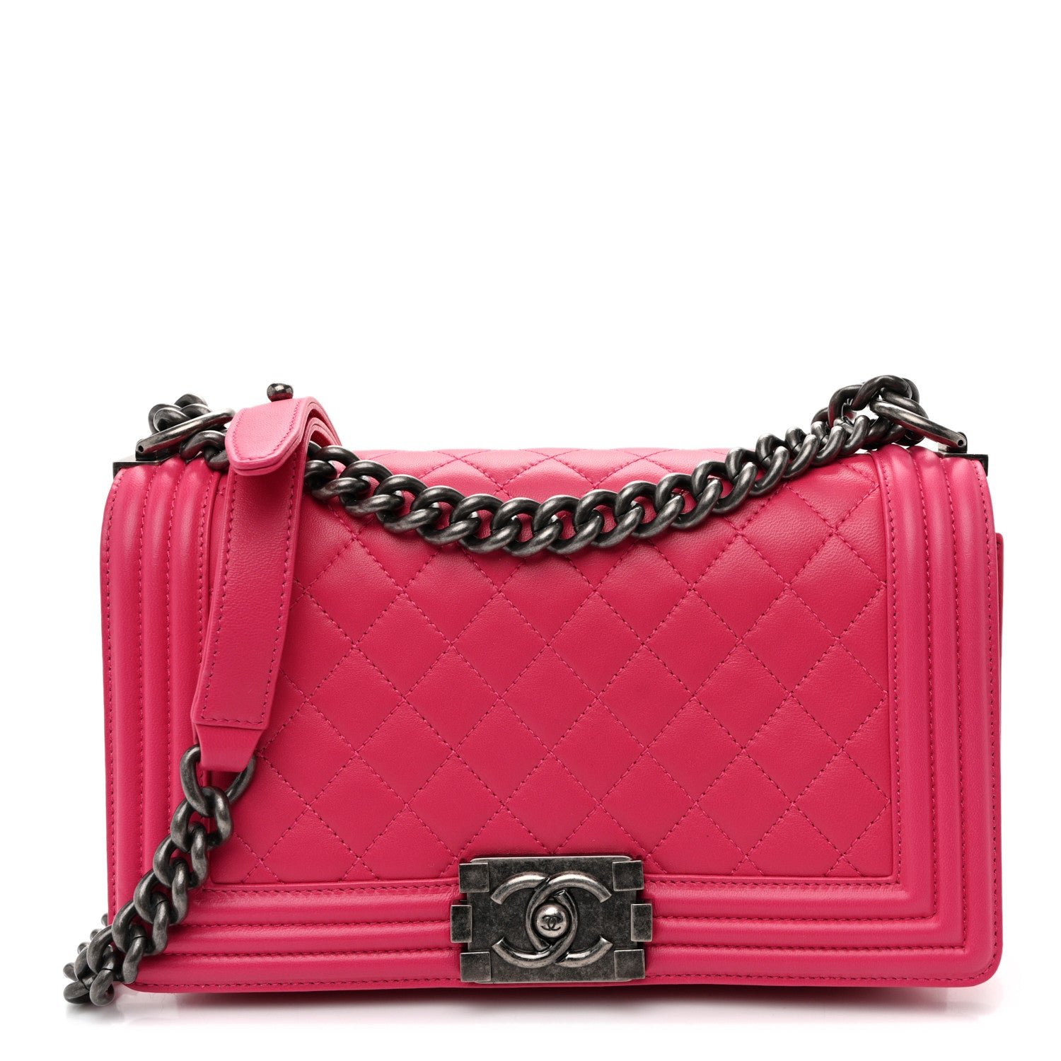 Chanel Lambskin Quilted Medium Boy Flap Dark Pink