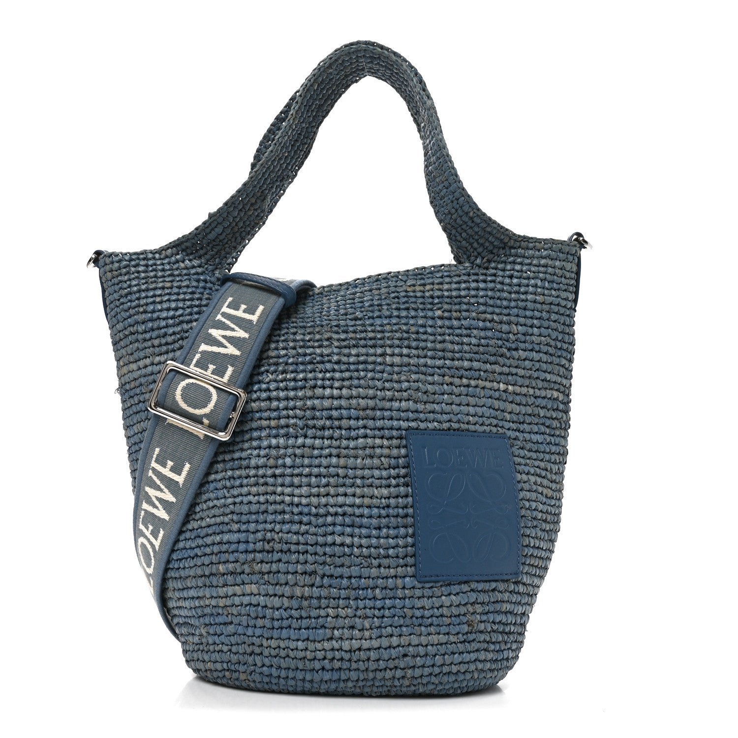 Raffia Mini Slit Tote Bag Blue