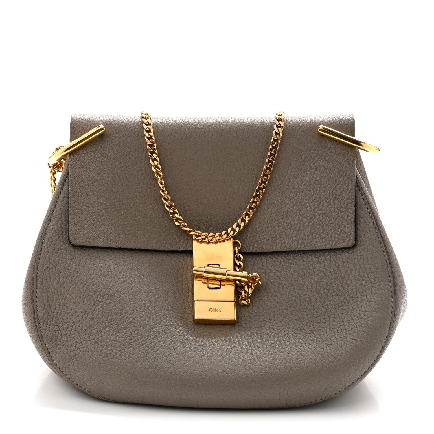 Chloe Grained Lambskin Drew Shoulder Bag Motty Grey