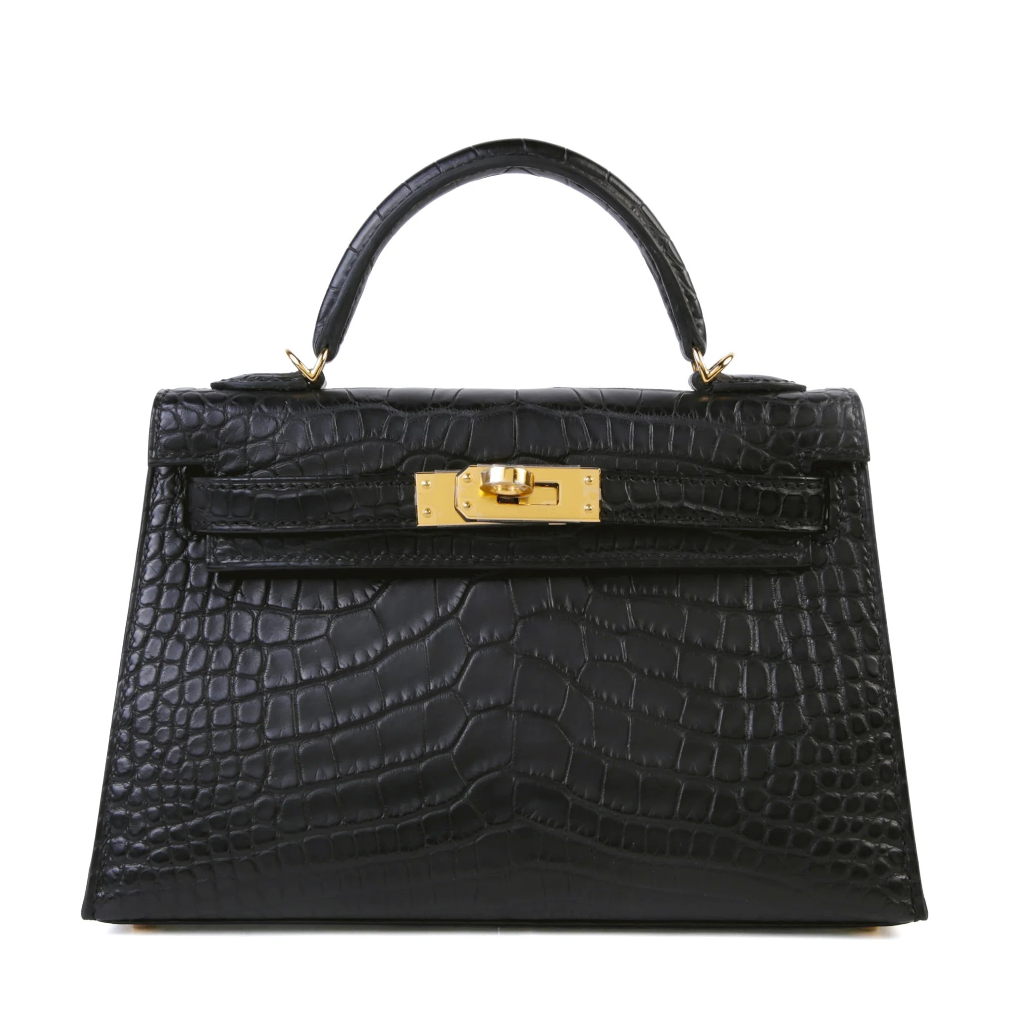 Brand New ( Rank N ) HERMÈS Mini Kelly II Noir (89) Matte Alligator Gold hardware G (2026)