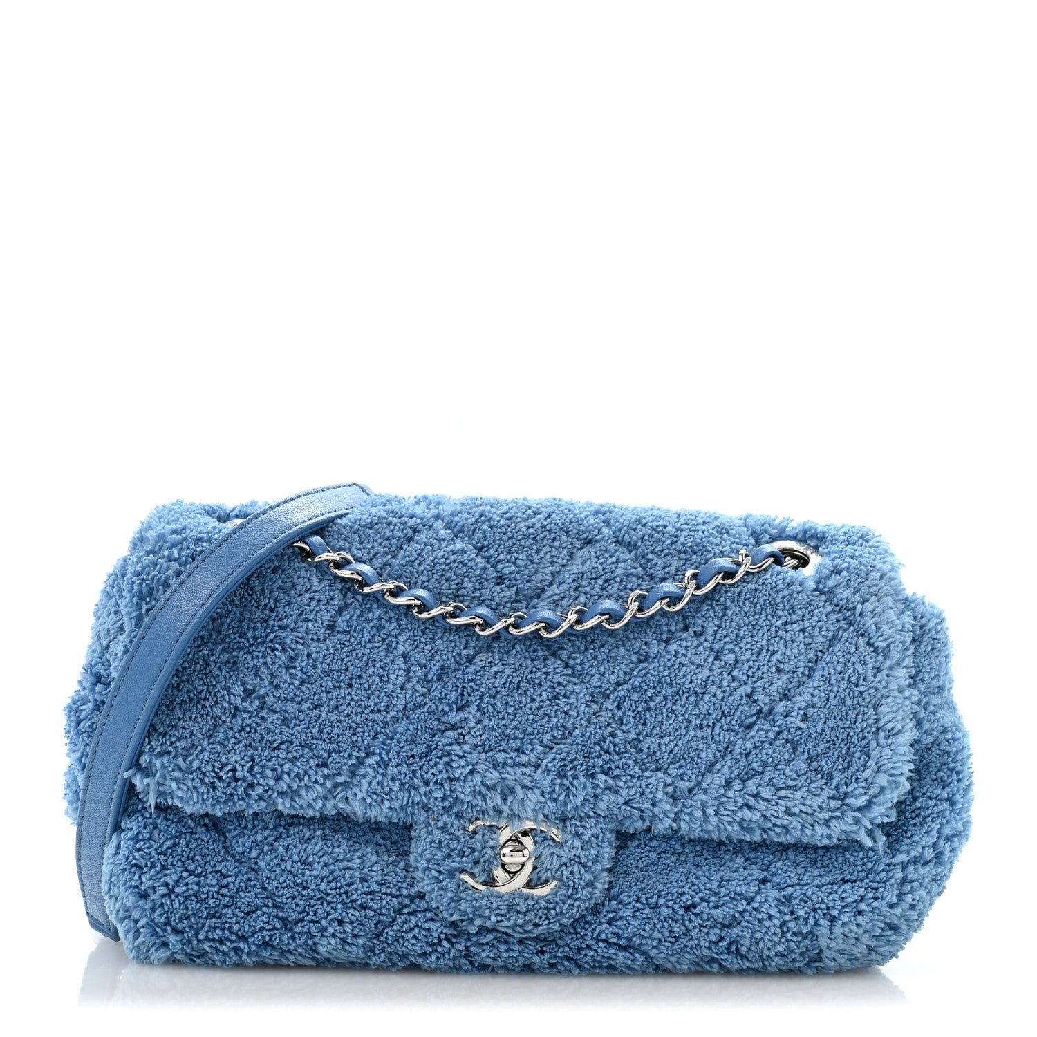 Chanel Lambskin Calfskin Mixed Fibers Quilted Small Flap Blue