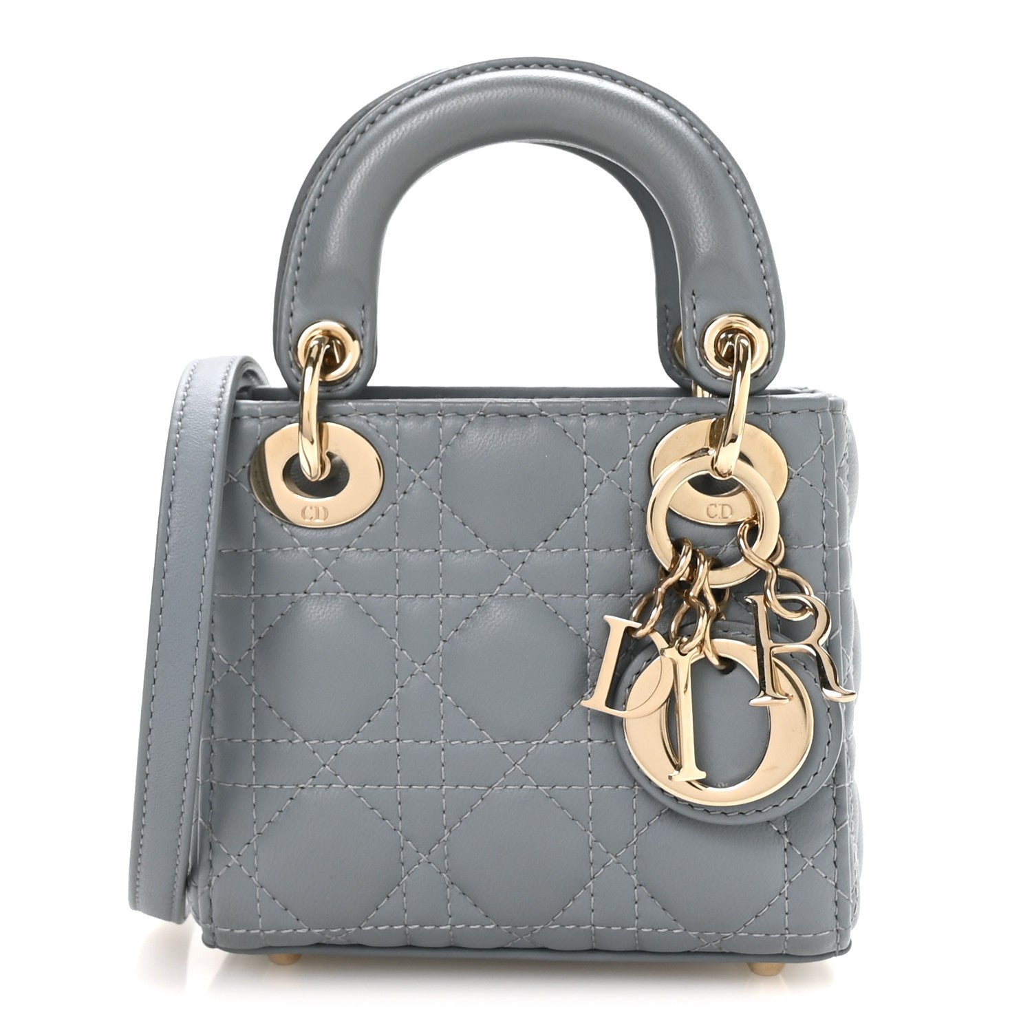 Christian Dior Lambskin Cannage Micro Lady Dior Cloud Blue