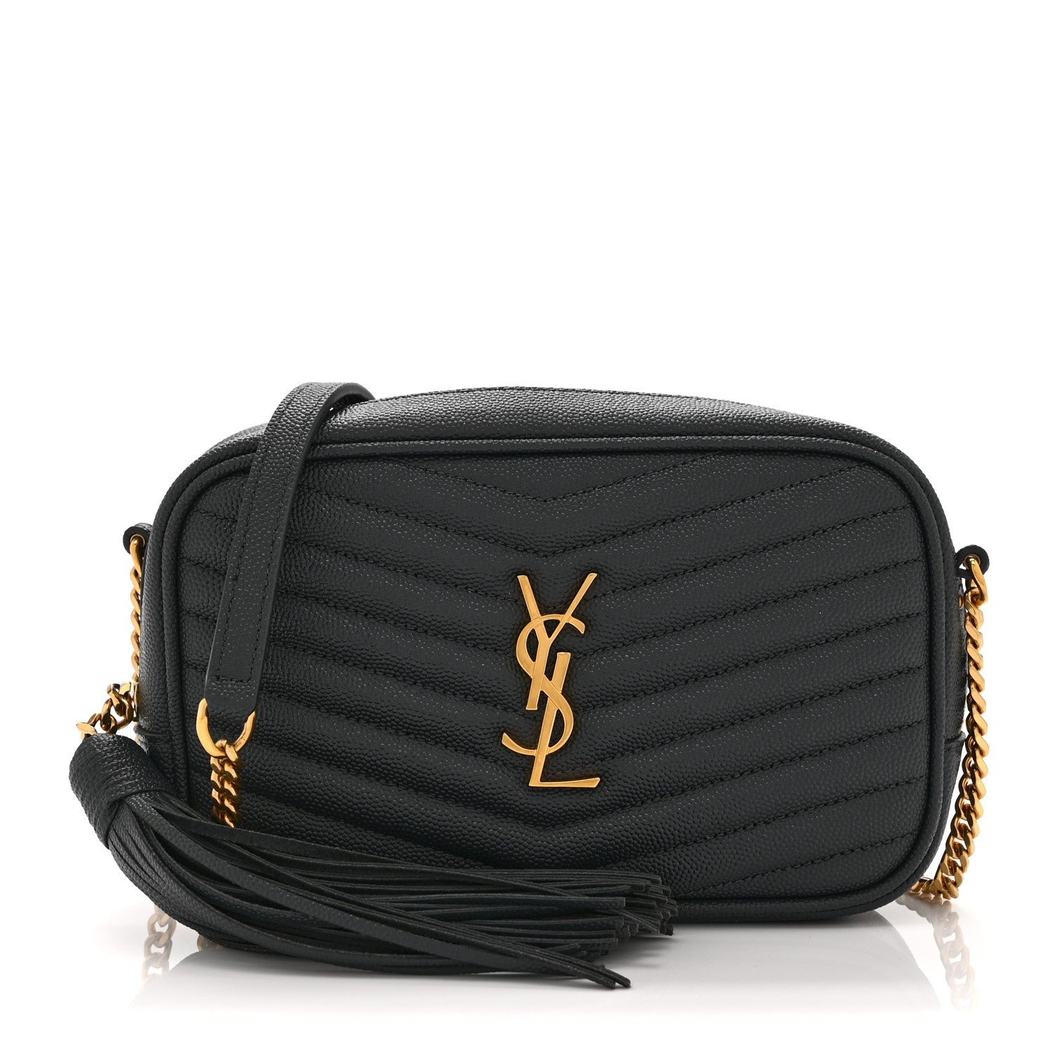 Saint Laurent Grain De Poudre Matelasse Monogram Mini Lou Camera Bag Dark Smog