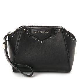 Givenchy Calfskin Small Studded Antigona Beauty Wristlet Black