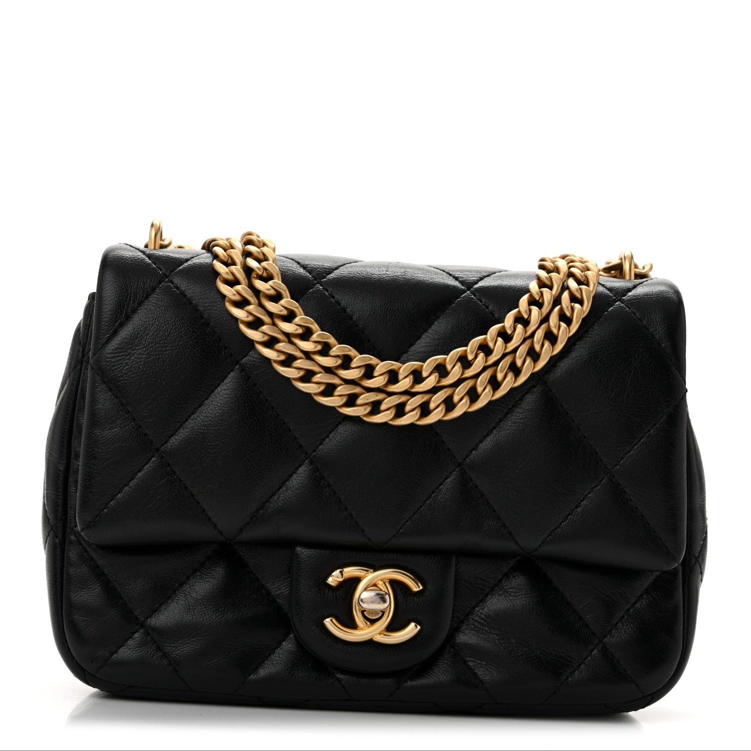 Chanel Shiny Lambskin Quilted Mini Sweetheart Flap Black