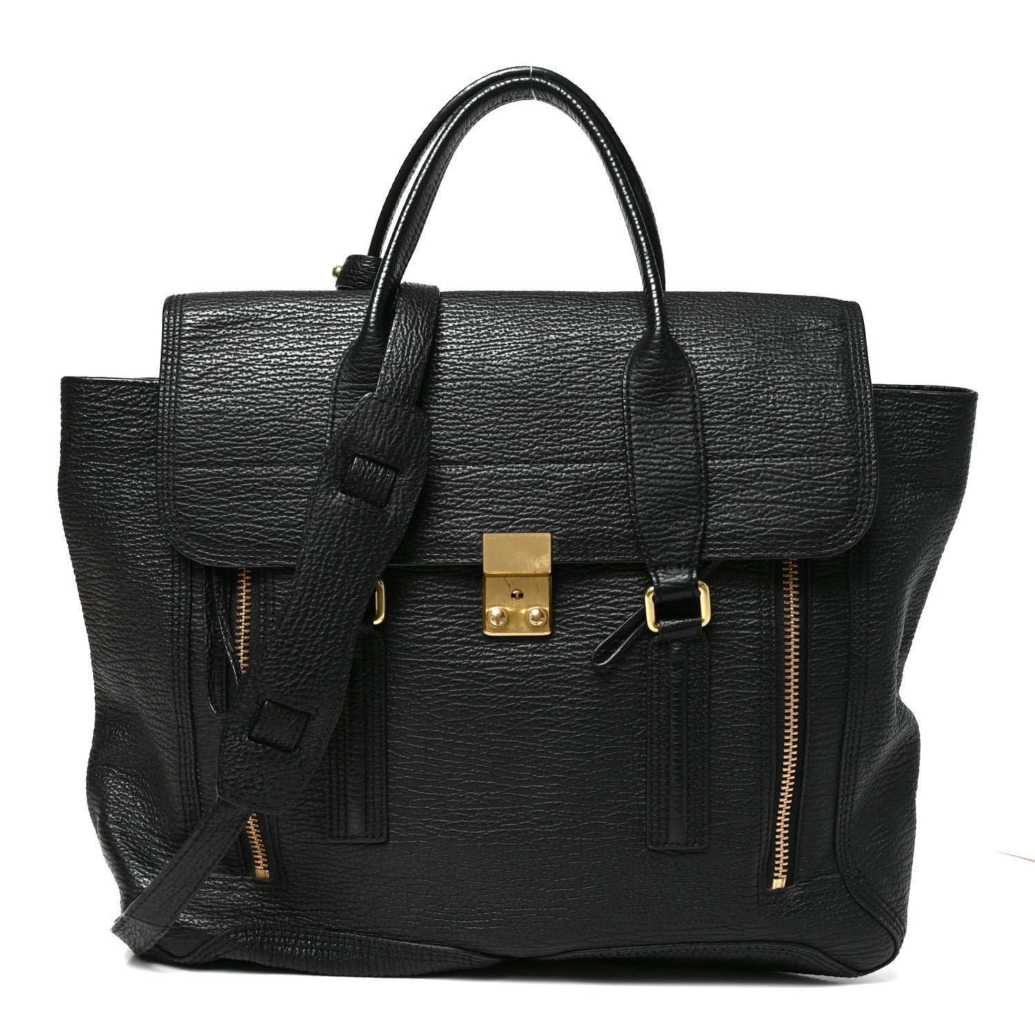 3.1 Phillip Lim 3.1 Phillip Lim Textured Calfskin Large Pashli Satchel Black