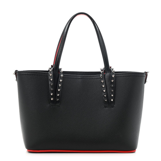 Christian Louboutin Calfskin Empire Spiked Mini East West Cabata Shopper Tote Black