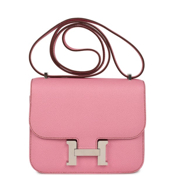 Pre-owned Hermes Constance 18 Bubblegum Epsom Palladium Hardware