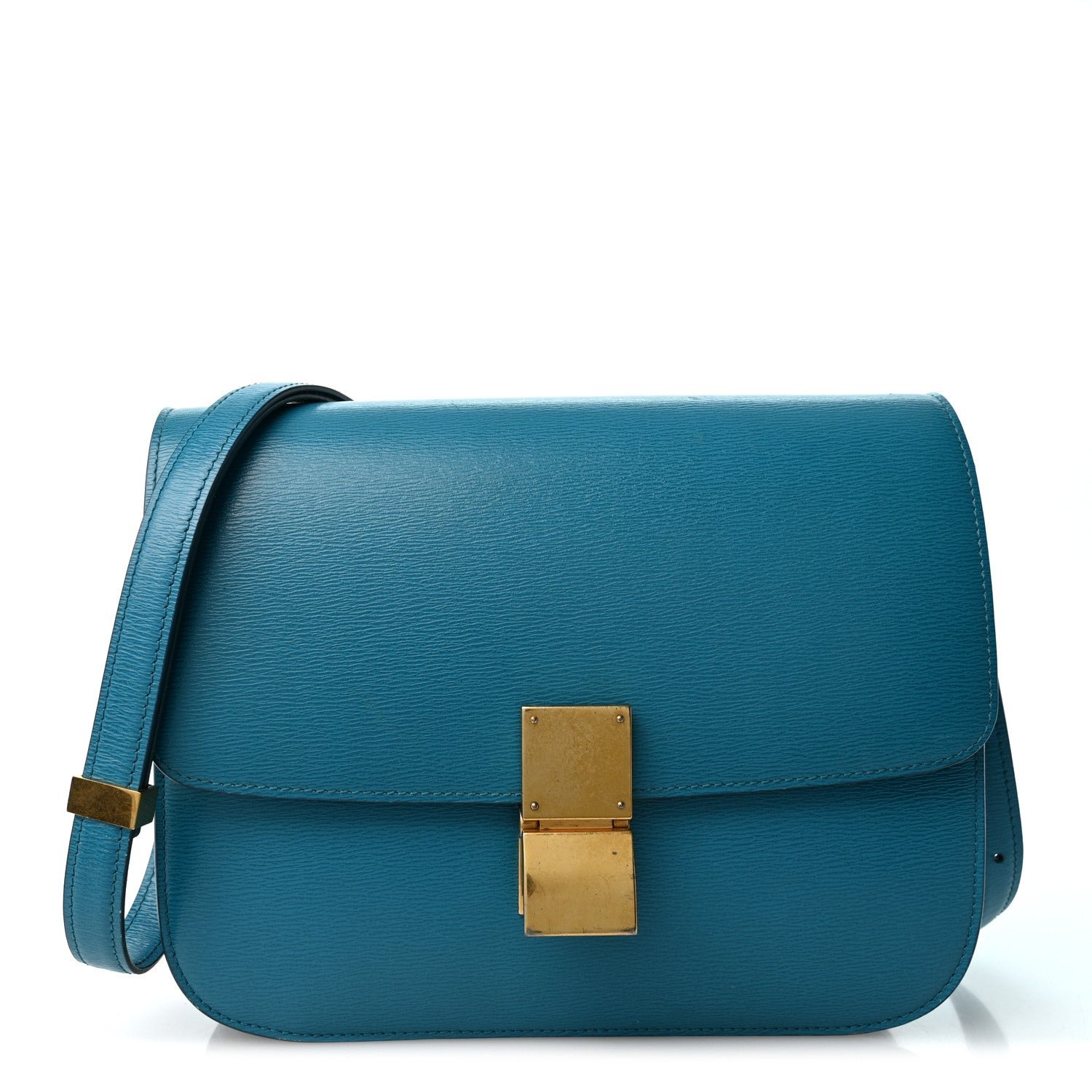 Celine Celine Liege Calfskin Medium Classic Box Flap Bag Turquoise