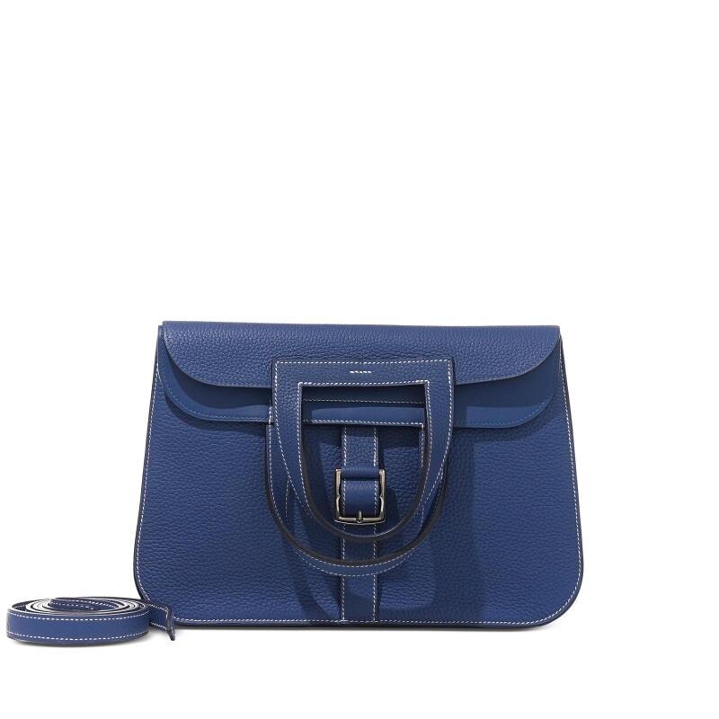 Hermes Bleu Agate Clemence Halzan 31 Palladium Hardware, 2018