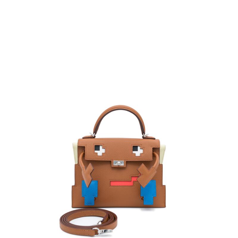 Hermes Limited Edition Gold, Bleu Zanzibar, Rose Texas and Jaune Milton Epsom Quelle Idole Kelly Doll Picto Palladium Hardware, 2025