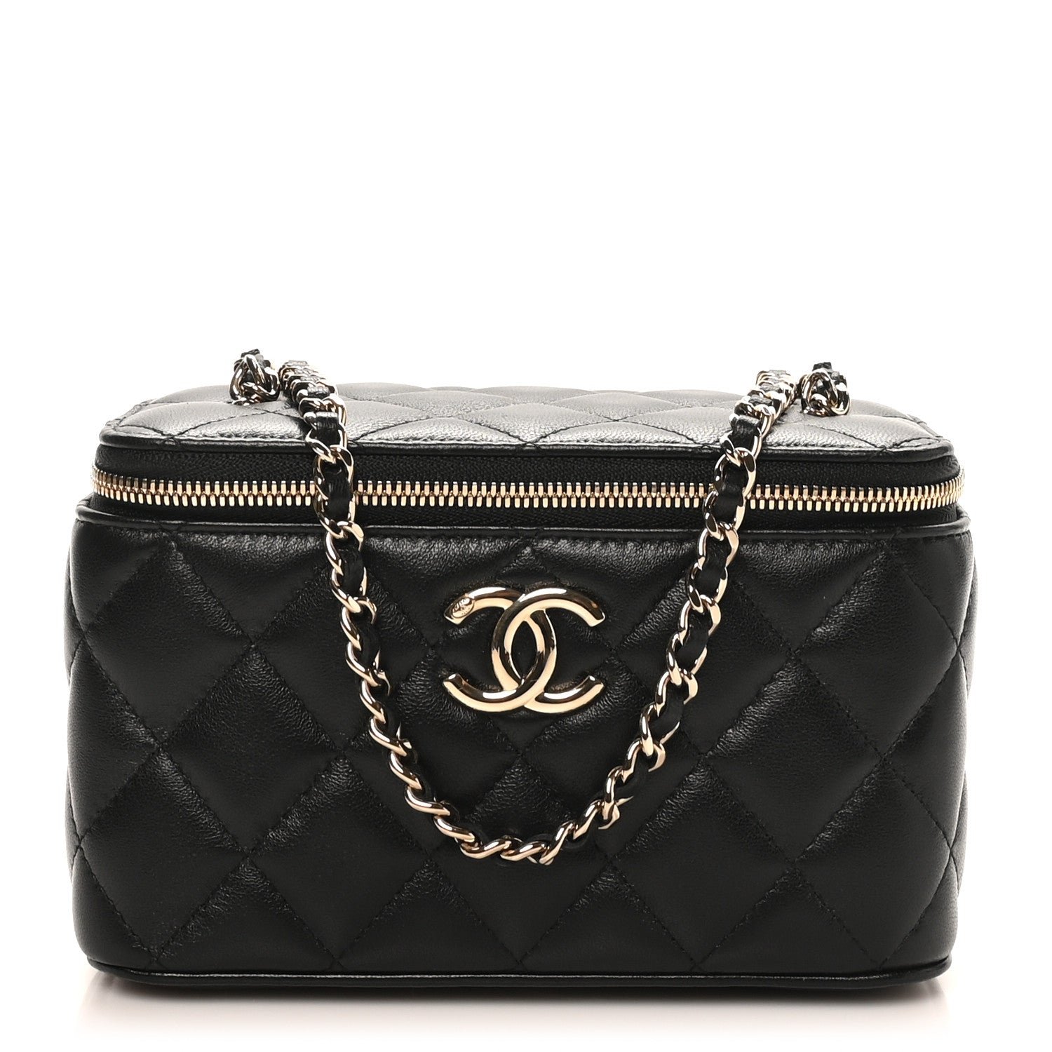 Chanel Lambskin Quilted Small CC Vanity Case Black