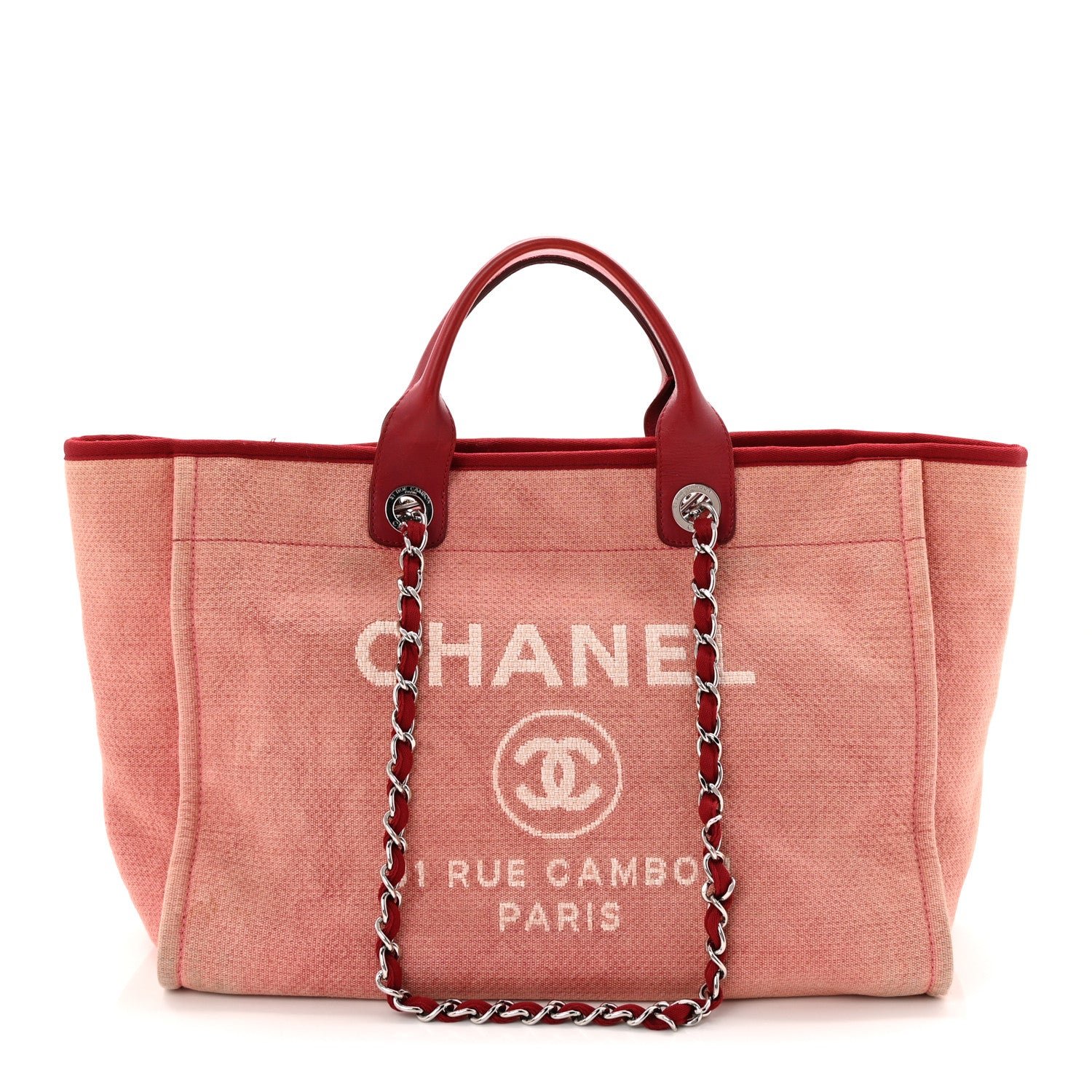 Chanel Canvas Medium Deauville Tote Red