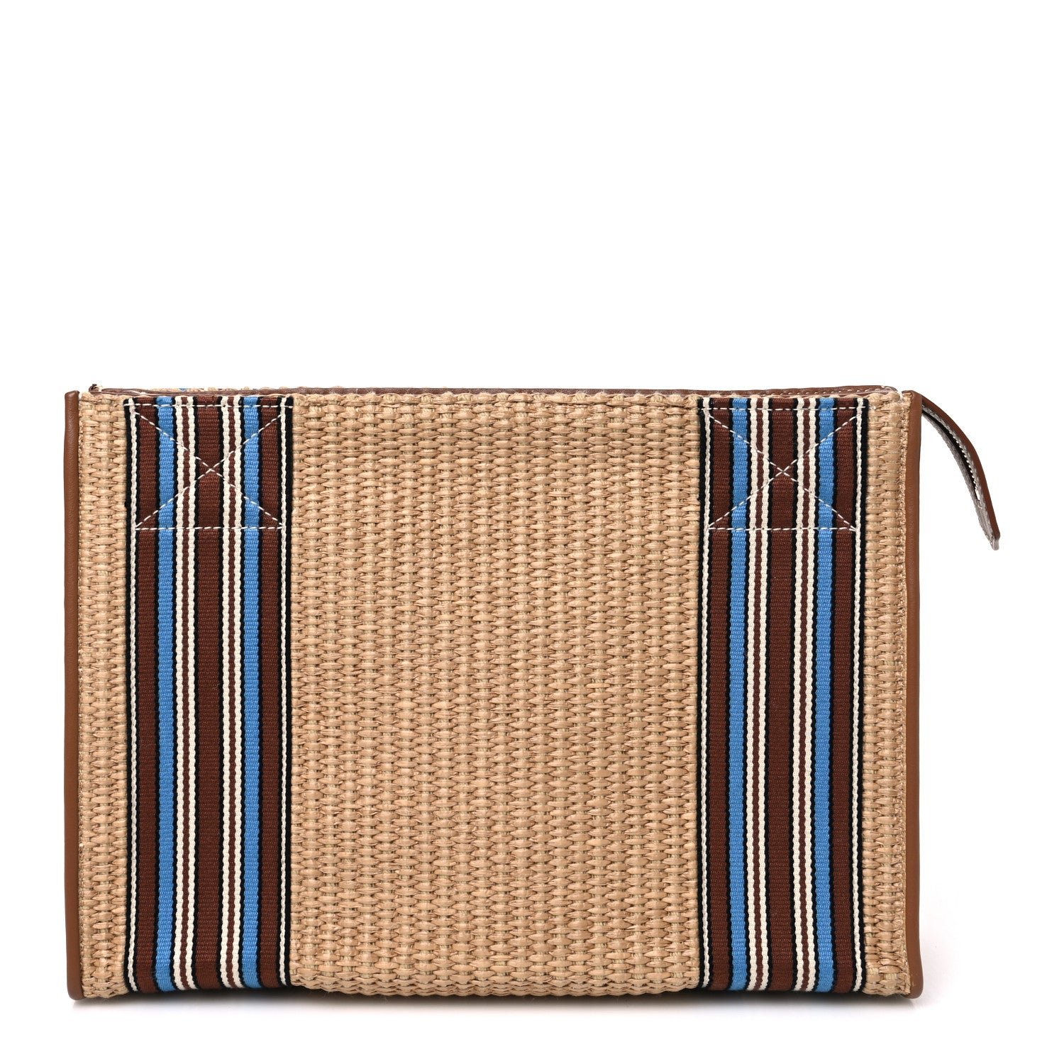 Loro Piana Loro Piana Cotton Raffia Suitcase Stripe Pouch Sky Blue Kummel