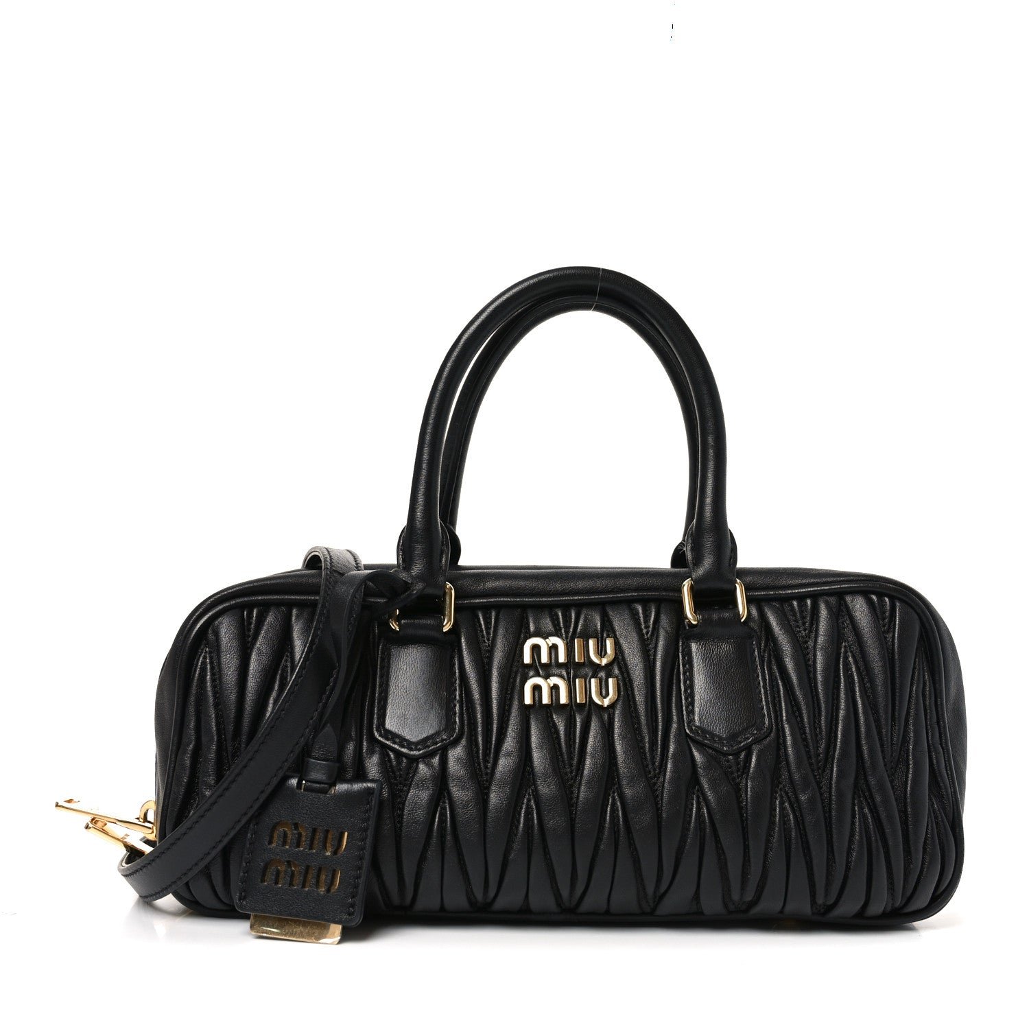 Miu Miu Nappa Matelasse Large Arcadie Top Handle Bag Black