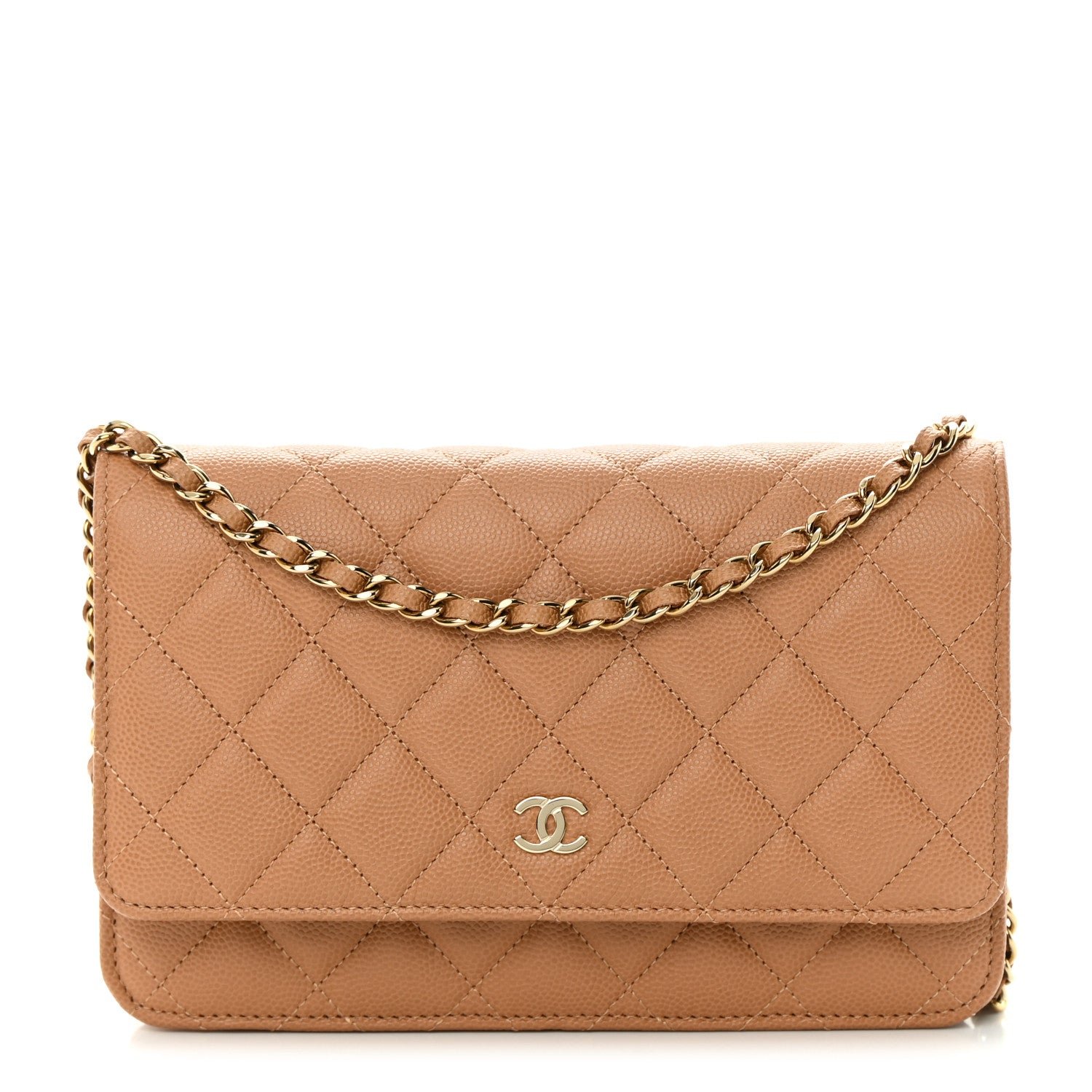 Chanel Caviar Quilted Wallet on Chain WOC Dark Beige