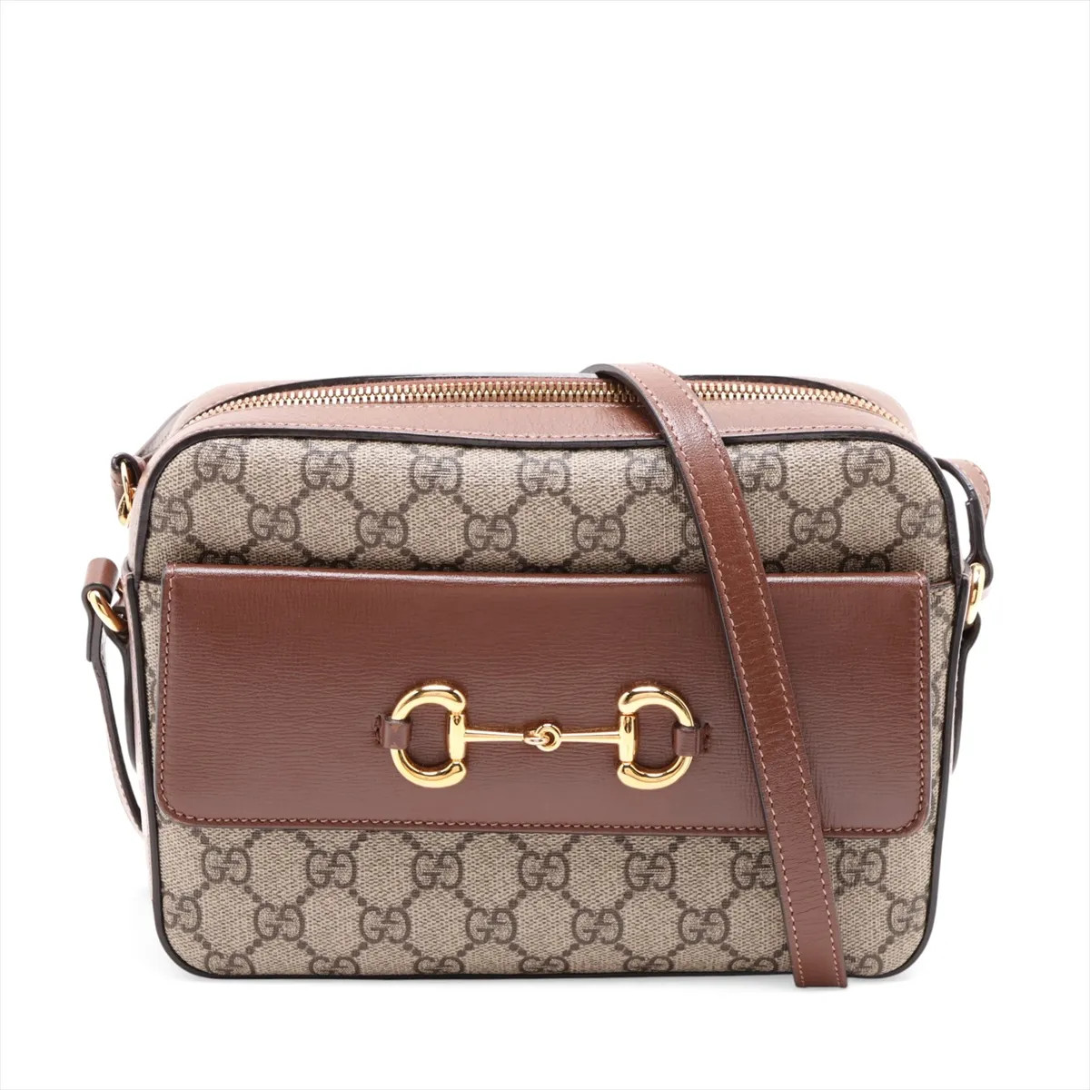 Gucci GG Supreme Horsebit 645454 PVC & leather Shoulder bag Brown