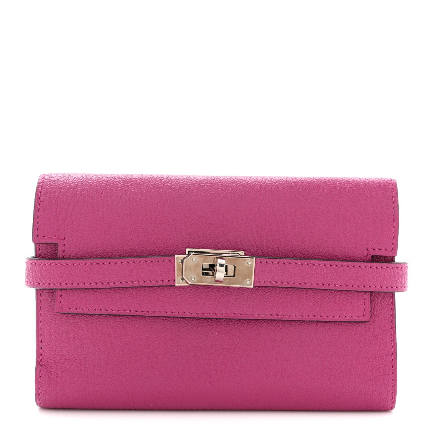 Hermes Chevre Mysore Medium Kelly Wallet Fuchsia