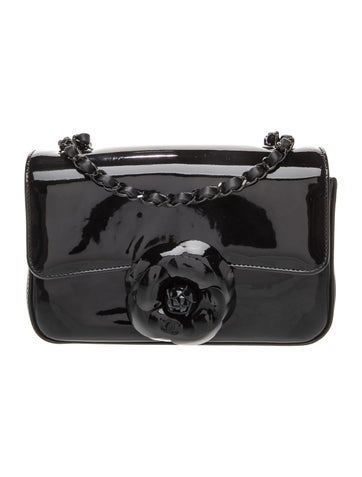 Patent Camellia Flap Bag