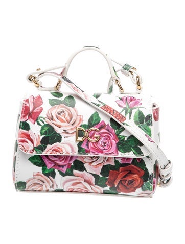 Girls' Leather Floral Print Handbag