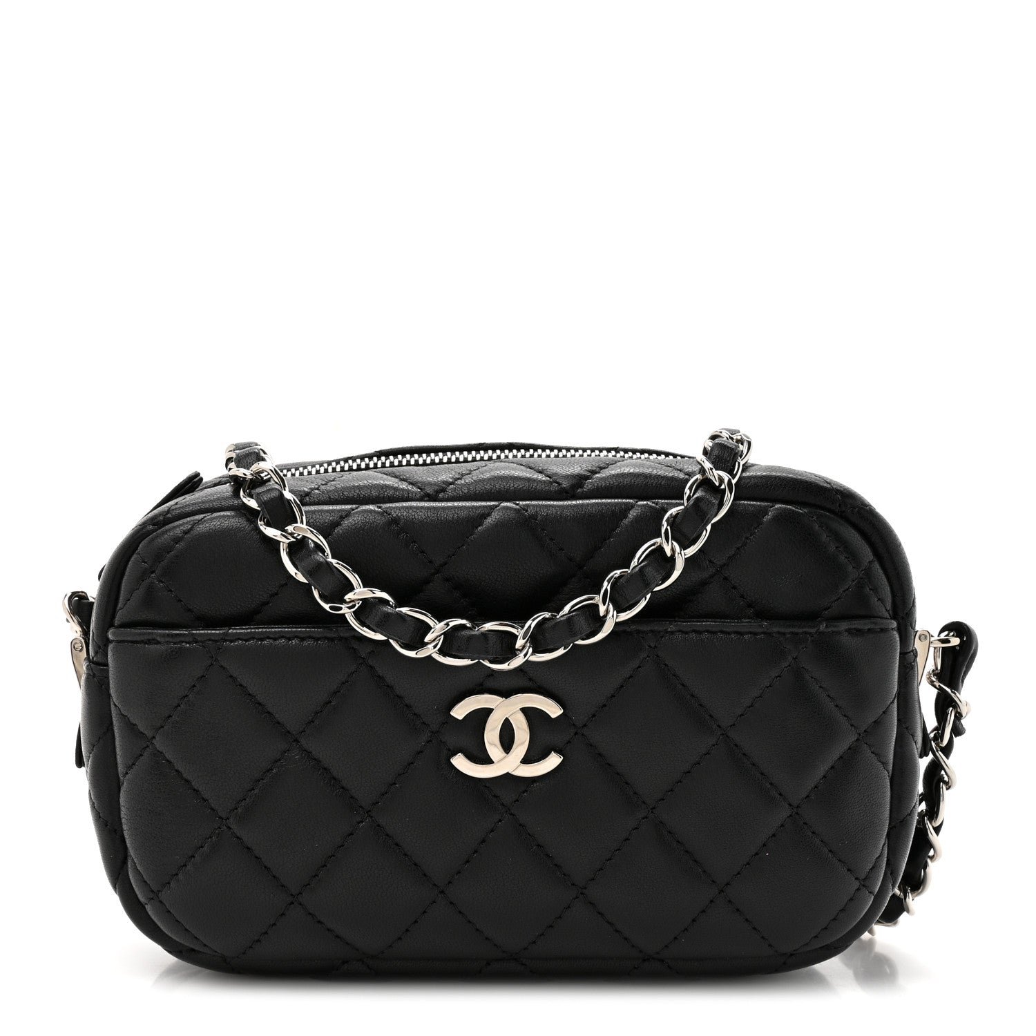 Chanel Lambskin Quilted Small Camera Case Black