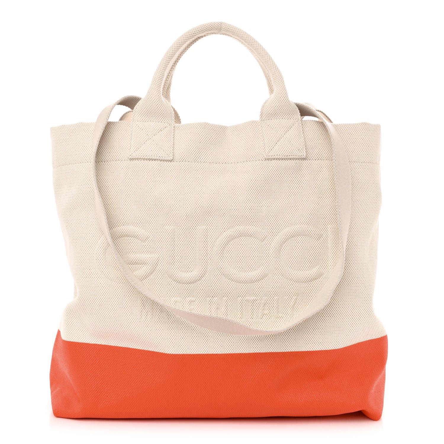 Gucci Canvas Logo Embossed Black Tote Natural Orange