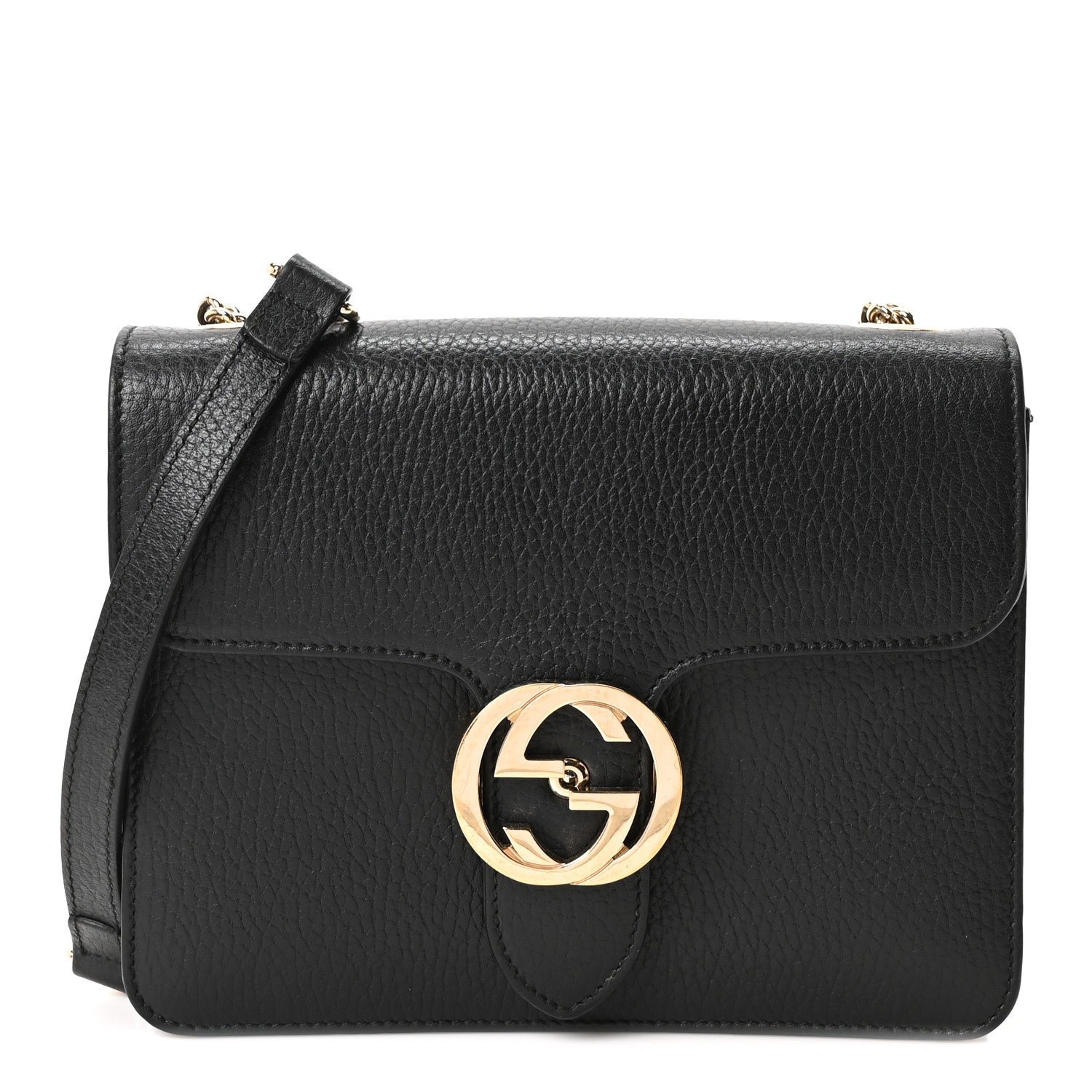 Gucci Dollar Calfskin Small Interlocking G Shoulder Bag Black