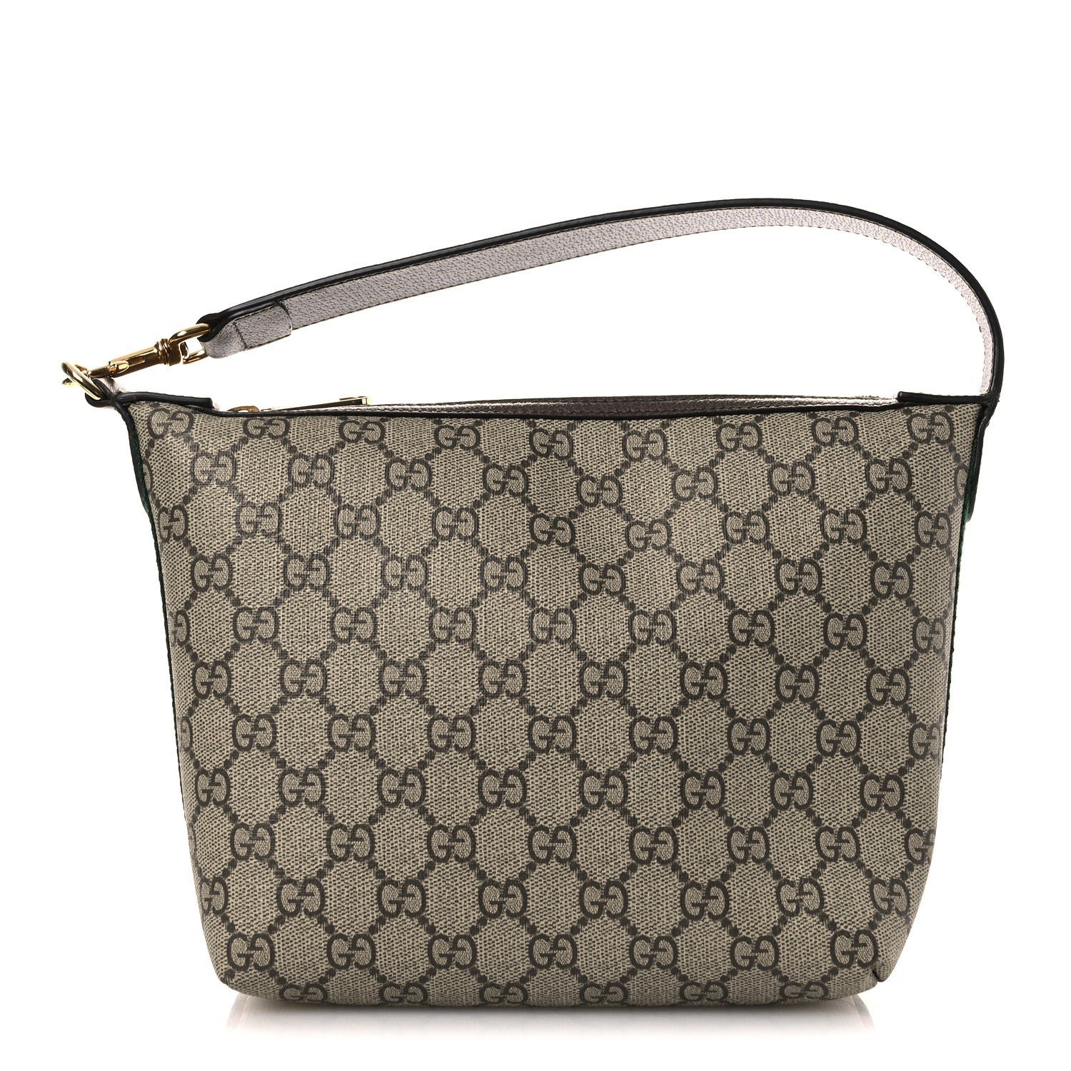 Gucci GG Supreme Monogram Textured Calfskin Web Super Mini Ophidia Shoulder Bag Beige Ebony New Acero