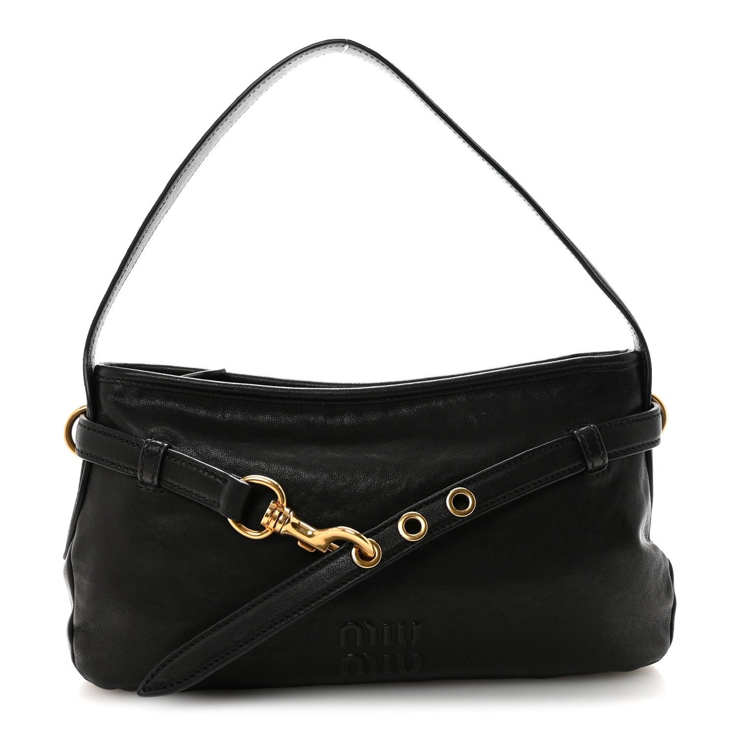 Miu Miu Nappa Aviator Regular Aventure Shoulder Bag Black