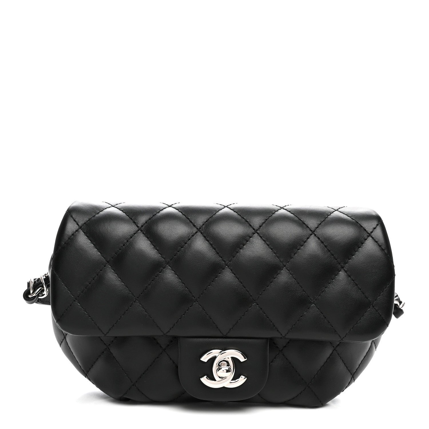 Chanel Calfskin Quilted CC Uniform Flap Belt Bag Black
