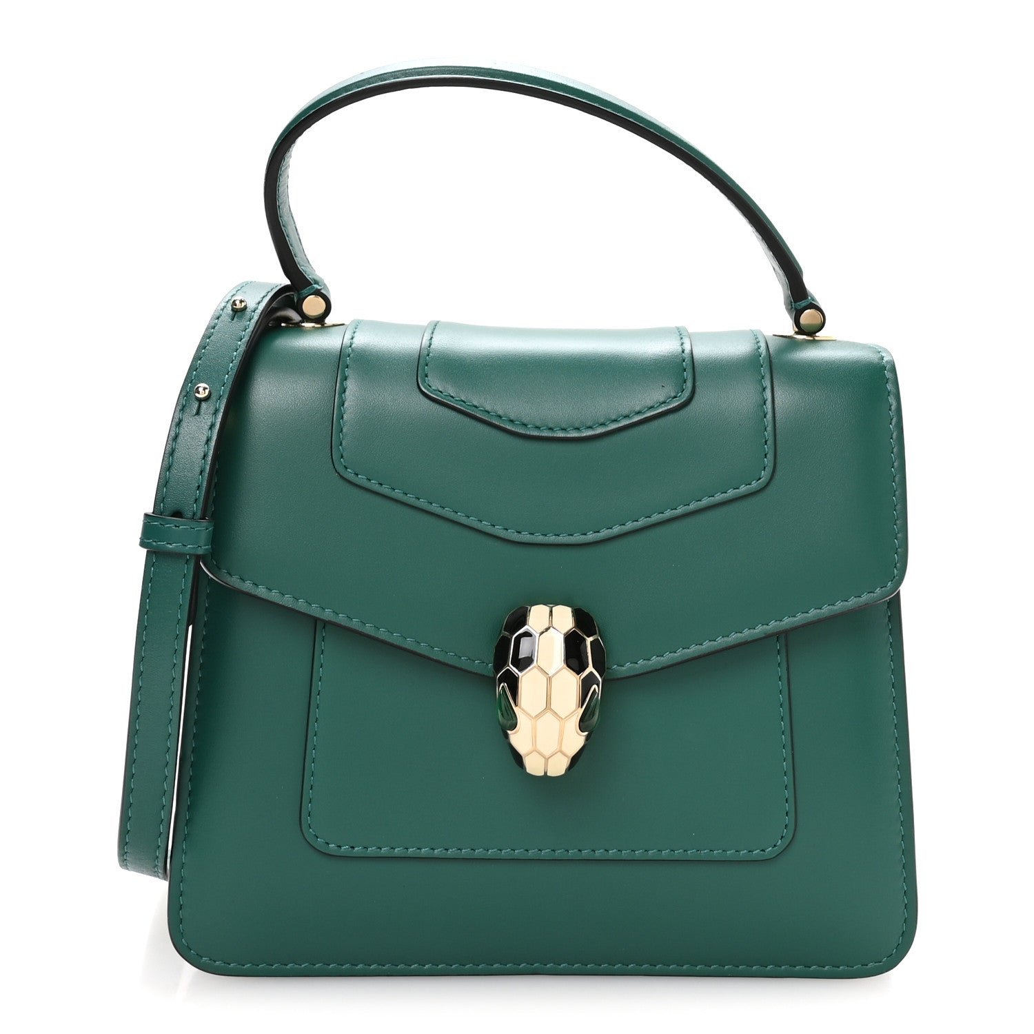 Bulgari Calfskin Serpenti Forever Top Handle Emerald Green
