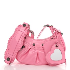 Balenciaga Patent Faux Leather Le Cagole Shoulder Bag XS Sweet Pink