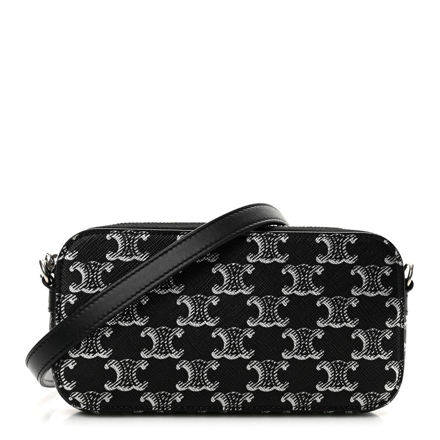 Triomphe Canvas Horizontal Pouch Silver Black