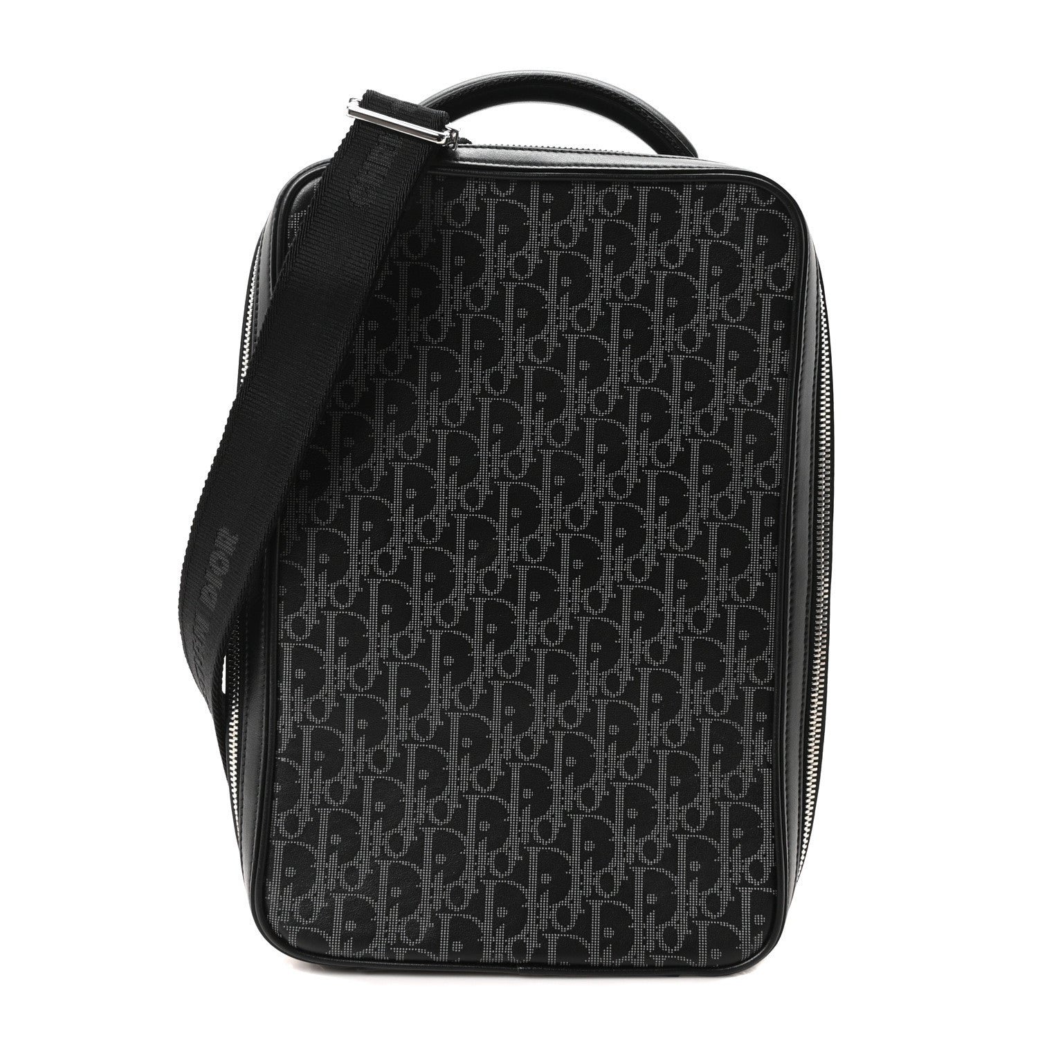 Christian Dior Calfskin Oblique Galaxy Perforated World Tour Pelle Sling Black