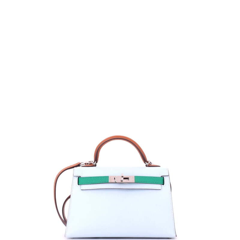 Bleu Brume, Vert Jade, and Gold Tri-Color Epsom Mini Kelly 20 II Palladium Hardware, 2021