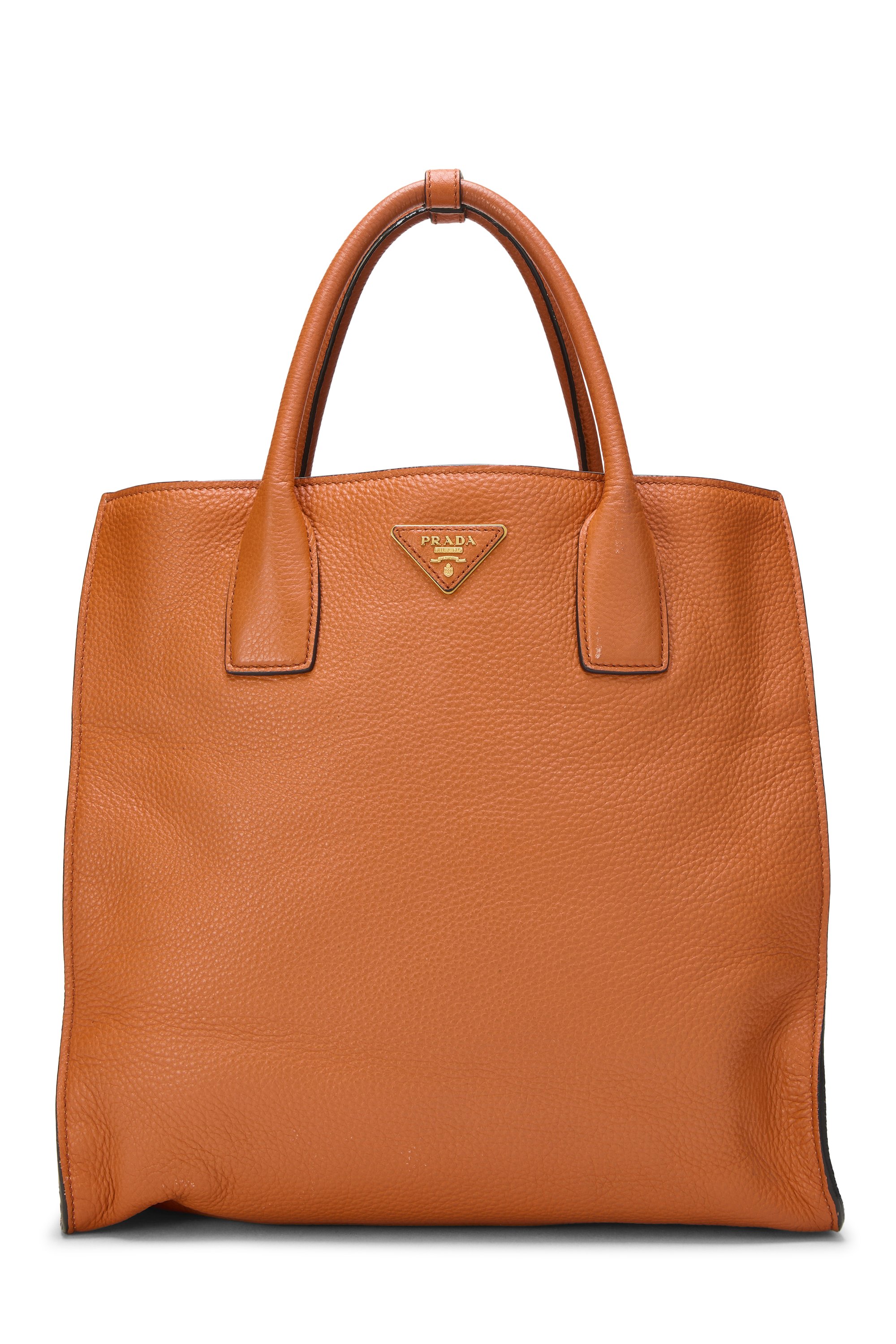 Orange Vitello Daino Convertible Handbag