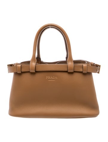 Vitello Daino Leather Buckle Bag w/Double Belt Small