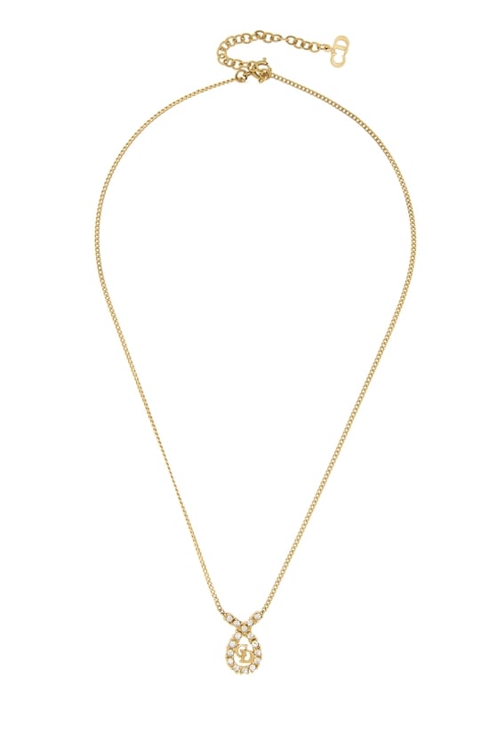 Gold Crystal 'CD' Necklace