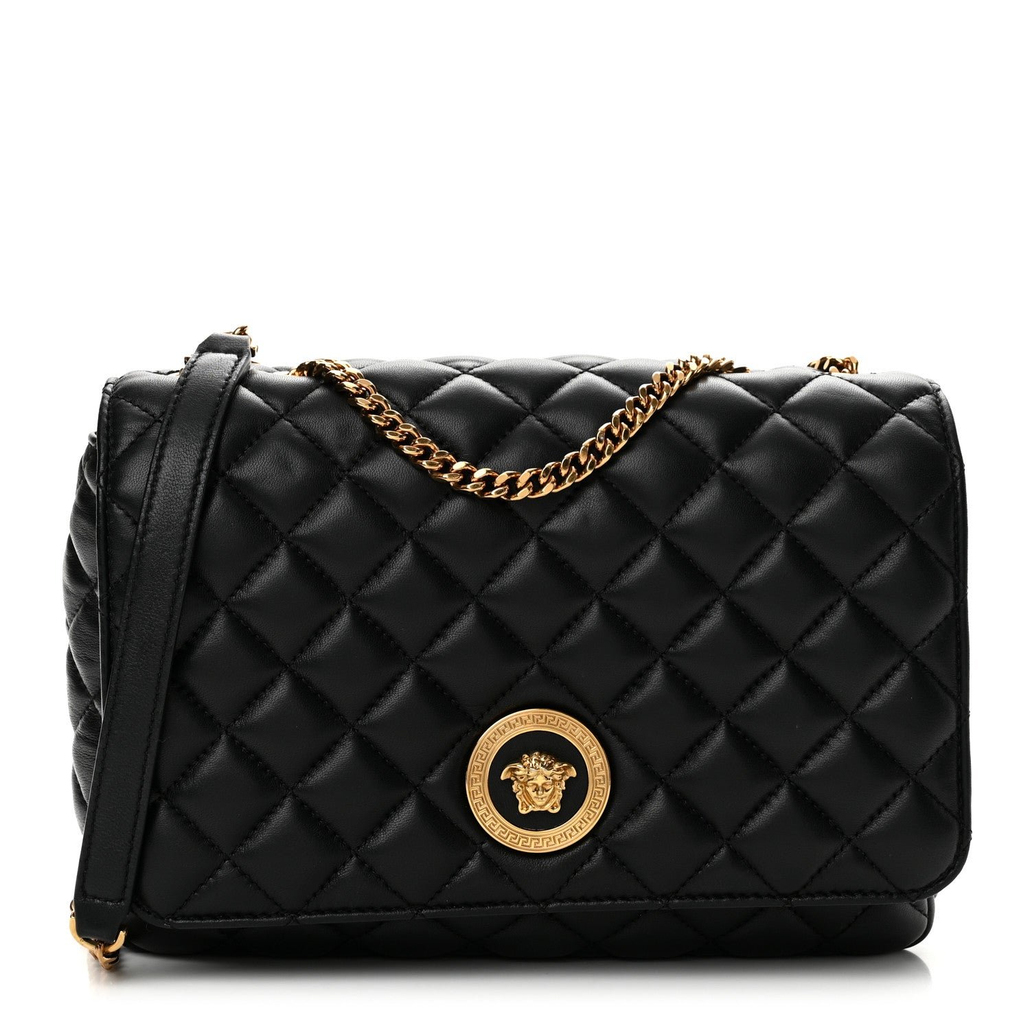 Versace Versace Nappa Quilted La Medusa Chain Crossbody Black