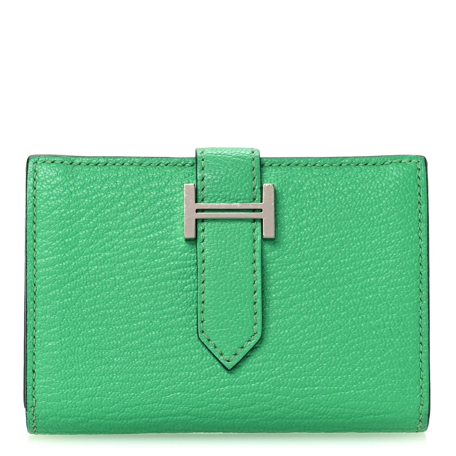 Hermes Chevre Mysore Bearn Card Holder Wallet Vert Comics
