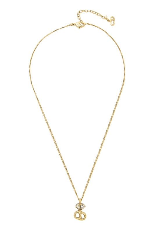 Gold Crystal 'CD' Necklace