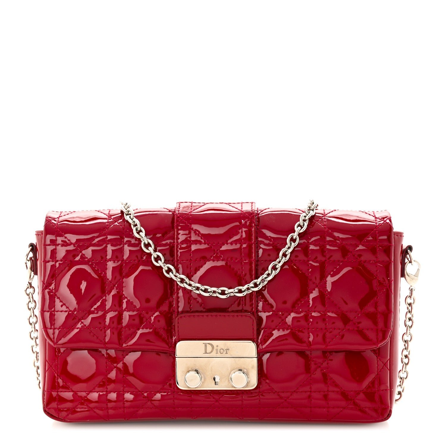 Dior Patent Cannage Miss Dior Promenade Pouch Red