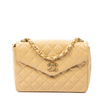 Leather CC Crystal Push Lock Square Flap