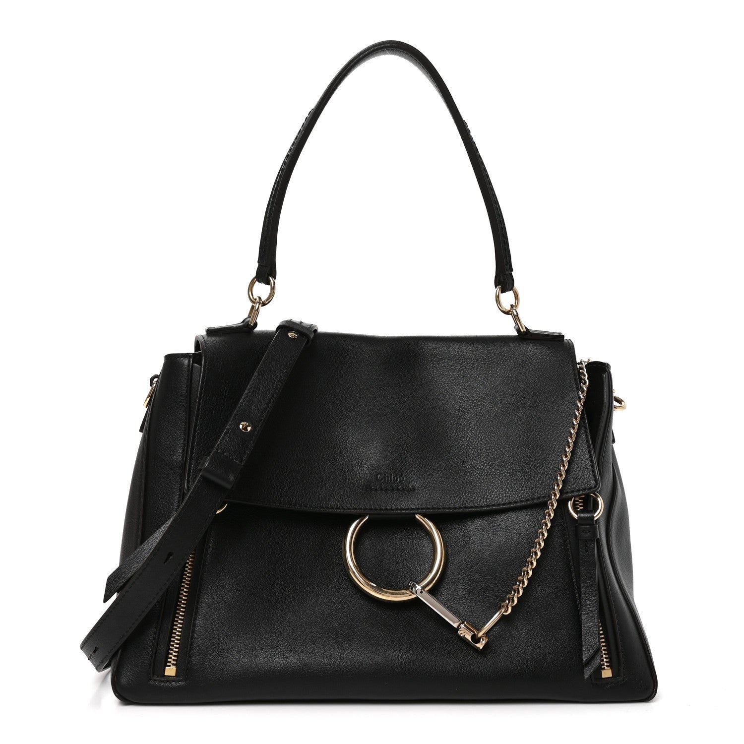 Chloe Calfskin Medium Faye Day Shoulder Bag Black